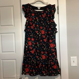 J Crew Printed Floral flutter sleeved dress size small